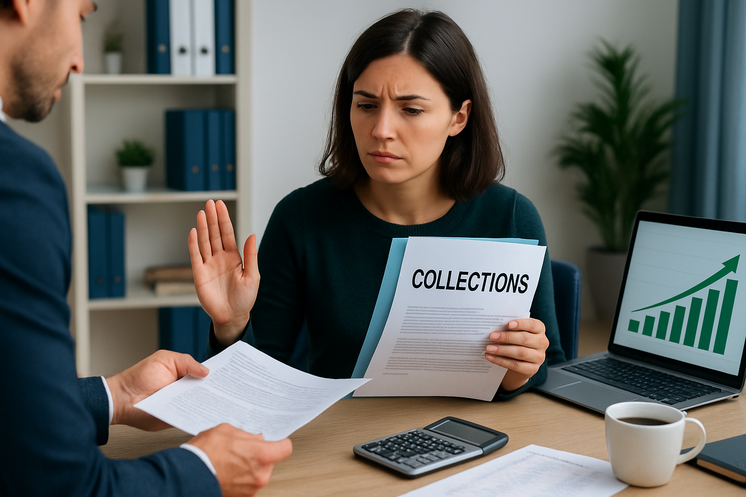 Person liest Inkassoschreiben und prüft ihre Rechte