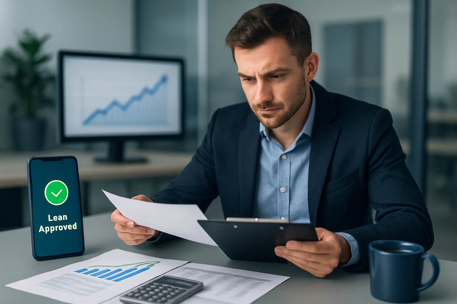 Person recherchiert seriöse Kredite ohne Schufa-Abfrage am Computer